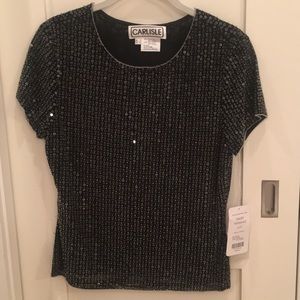 Carlisle Moondance Black Sequin Top NWT